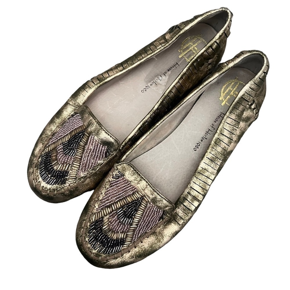 House of Harlow 1960 Marion Beaded Moccasin Flats 6.5